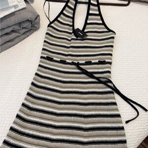 Striped Black and White Halter Dress